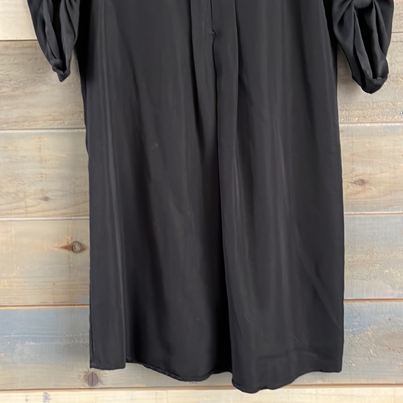 EUC Max Studio Flowy Black Shirt Dress with Tab Long Sleeves S - Picture 3 of 11